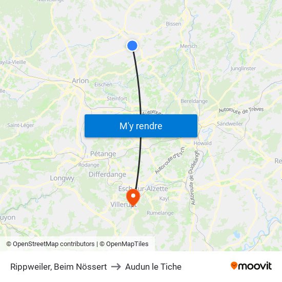 Rippweiler, Beim Nössert to Audun le Tiche map