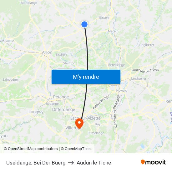 Useldange, Bei Der Buerg to Audun le Tiche map