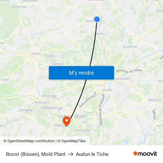 Roost (Bissen), Mold Plant to Audun le Tiche map