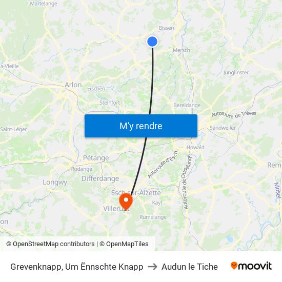 Grevenknapp, Um Ënnschte Knapp to Audun le Tiche map