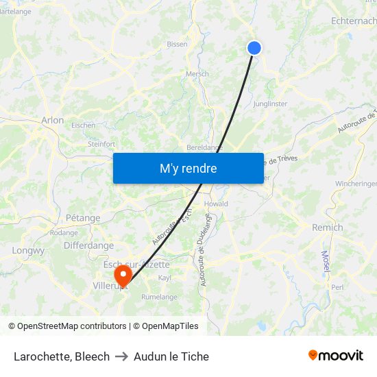 Larochette, Bleech to Audun le Tiche map
