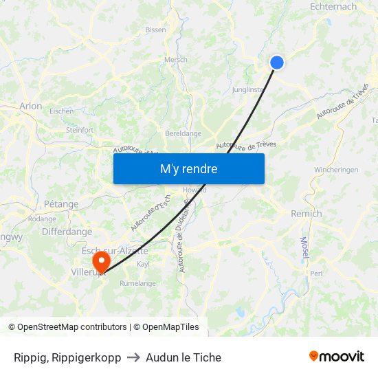 Rippig, Rippigerkopp to Audun le Tiche map