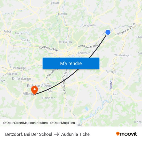 Betzdorf, Bei Der Schoul to Audun le Tiche map