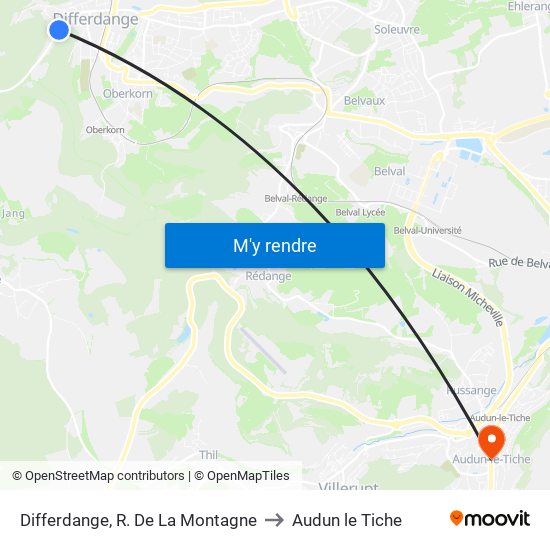 Differdange, R. De La Montagne to Audun le Tiche map