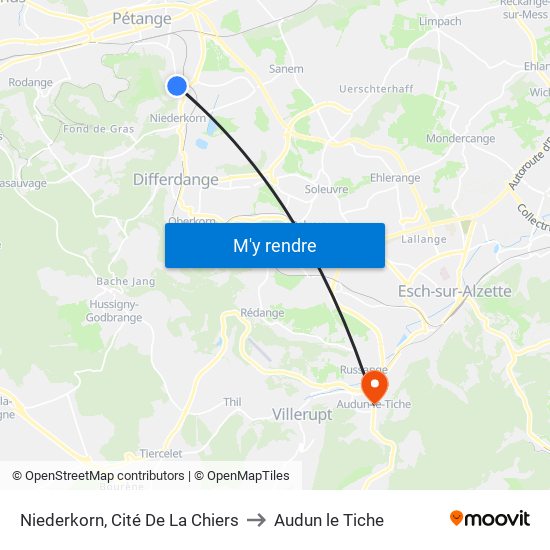 Niederkorn, Cité De La Chiers to Audun le Tiche map