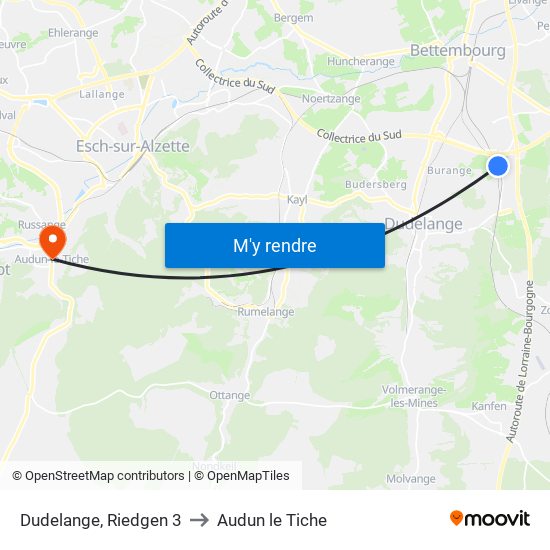 Dudelange, Riedgen 3 to Audun le Tiche map