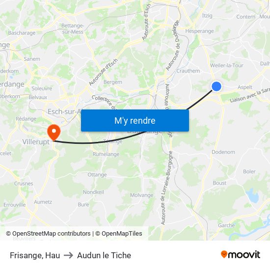 Frisange, Hau to Audun le Tiche map