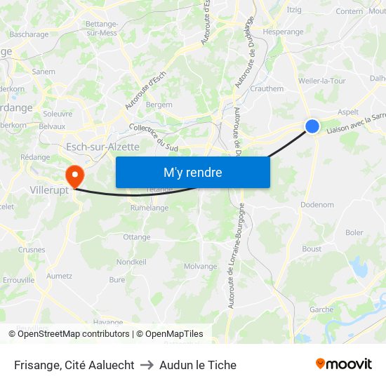 Frisange, Cité Aaluecht to Audun le Tiche map