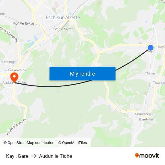 Kayl, Gare to Audun le Tiche map