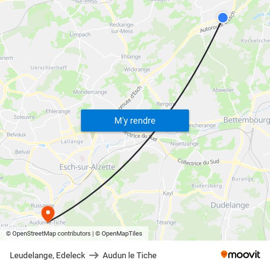 Leudelange, Edeleck to Audun le Tiche map