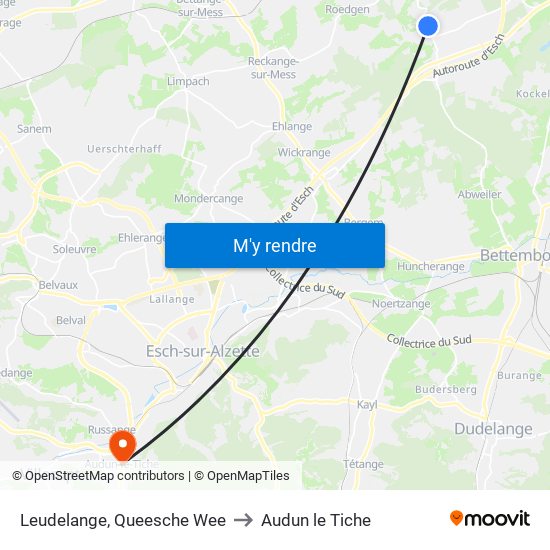 Leudelange, Queesche Wee to Audun le Tiche map