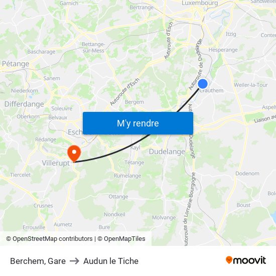 Berchem, Gare to Audun le Tiche map