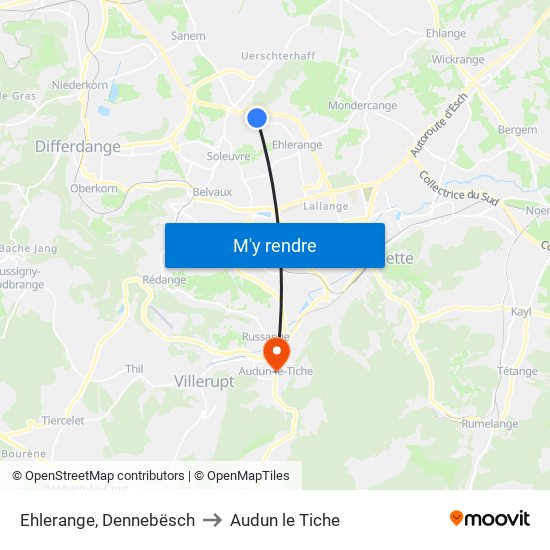 Ehlerange, Dennebësch to Audun le Tiche map