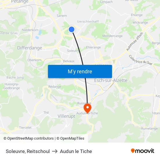 Soleuvre, Reitschoul to Audun le Tiche map
