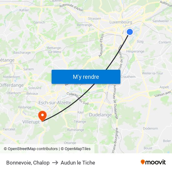 Bonnevoie, Chalop to Audun le Tiche map