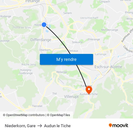 Niederkorn, Gare to Audun le Tiche map