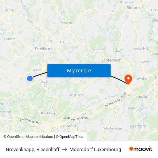 Grevenknapp, Riesenhaff to Moersdorf Luxembourg map