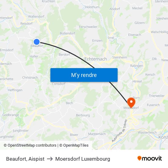 Beaufort, Aispist to Moersdorf Luxembourg map