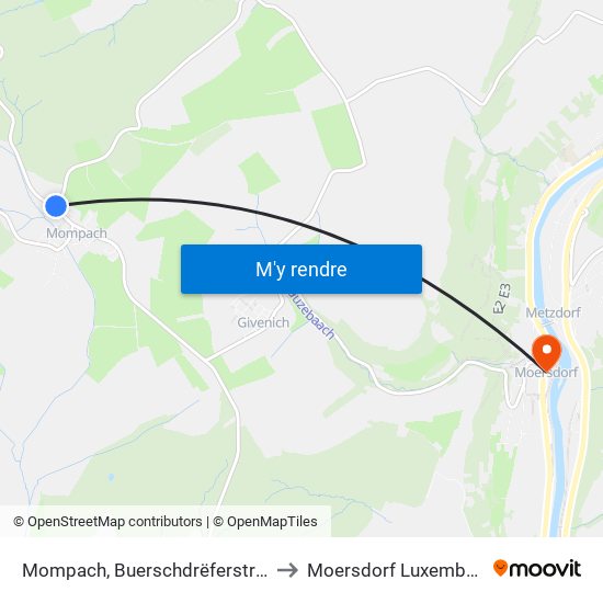Mompach, Buerschdrëferstrooss to Moersdorf Luxembourg map