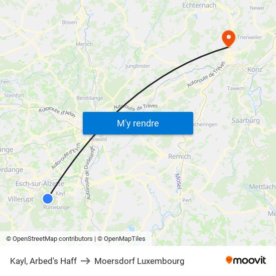 Kayl, Arbed's Haff to Moersdorf Luxembourg map