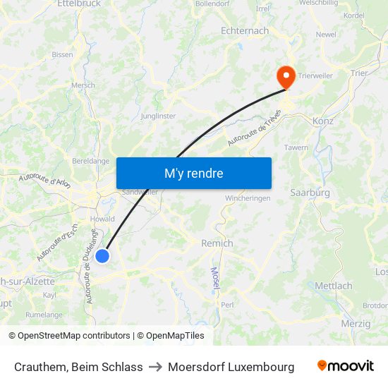 Crauthem, Beim Schlass to Moersdorf Luxembourg map