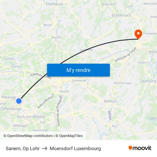 Sanem, Op Lohr to Moersdorf Luxembourg map