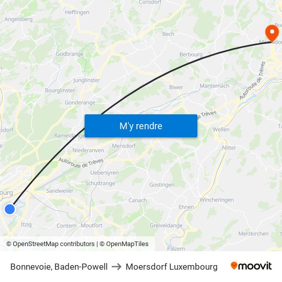Bonnevoie, Baden-Powell to Moersdorf Luxembourg map