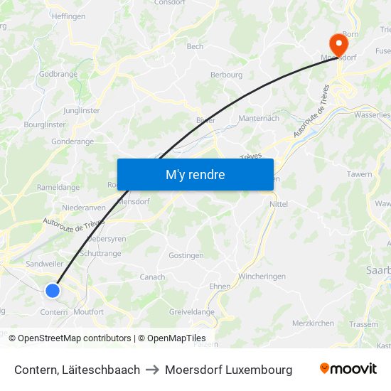 Contern, Läiteschbaach to Moersdorf Luxembourg map