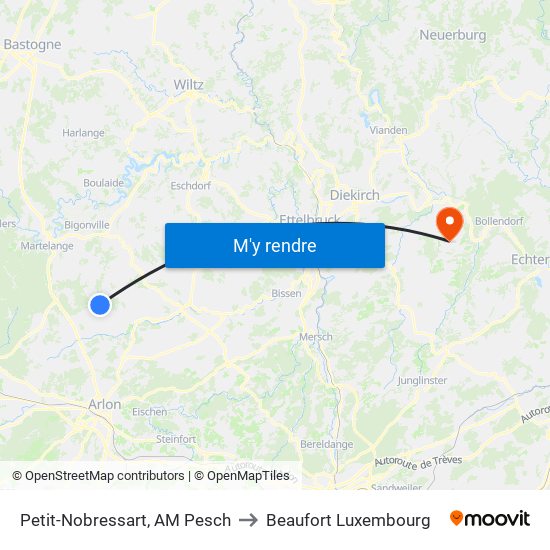 Petit-Nobressart, AM Pesch to Beaufort Luxembourg map