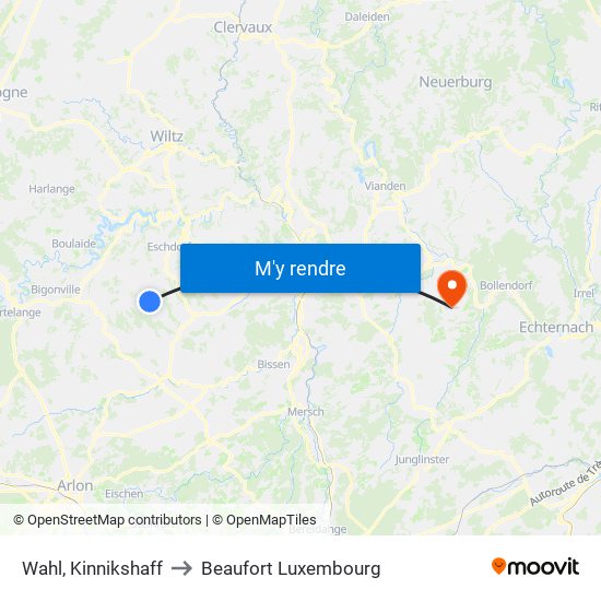 Wahl, Kinnikshaff to Beaufort Luxembourg map