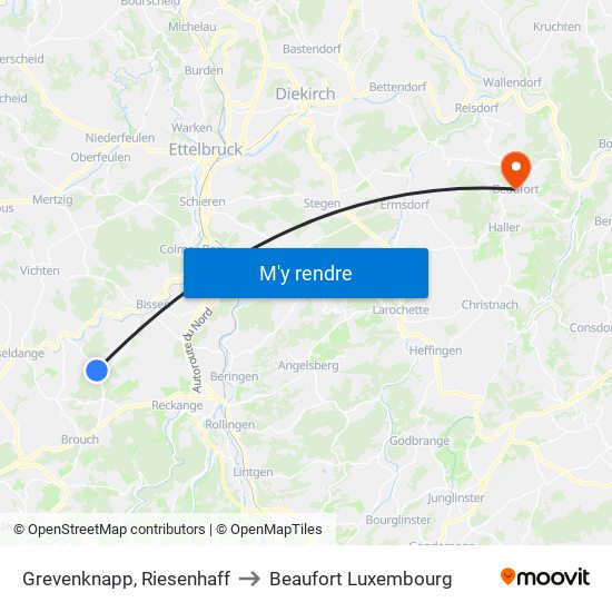 Grevenknapp, Riesenhaff to Beaufort Luxembourg map