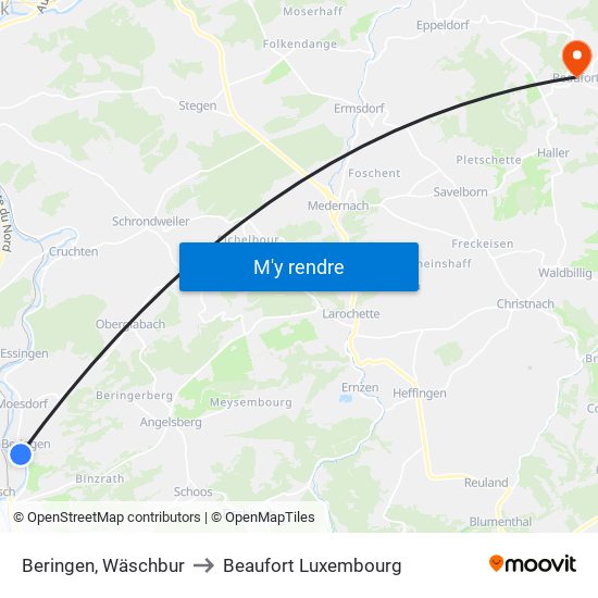 Beringen, Wäschbur to Beaufort Luxembourg map