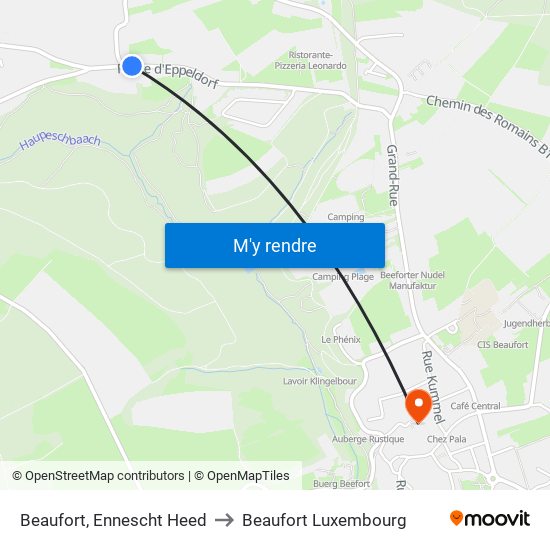 Beaufort, Ennescht Heed to Beaufort Luxembourg map