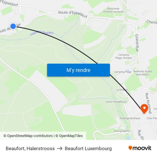 Beaufort, Halerstrooss to Beaufort Luxembourg map