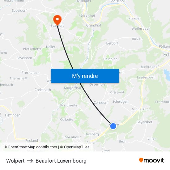 Wolpert to Beaufort Luxembourg map