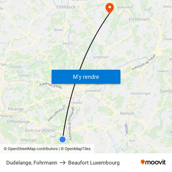 Dudelange, Fohrmann to Beaufort Luxembourg map