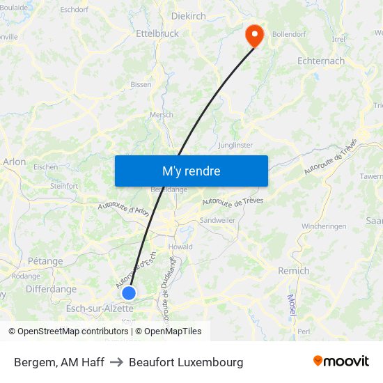 Bergem, AM Haff to Beaufort Luxembourg map