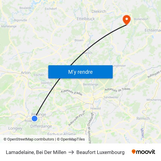 Lamadelaine, Bei Der Millen to Beaufort Luxembourg map