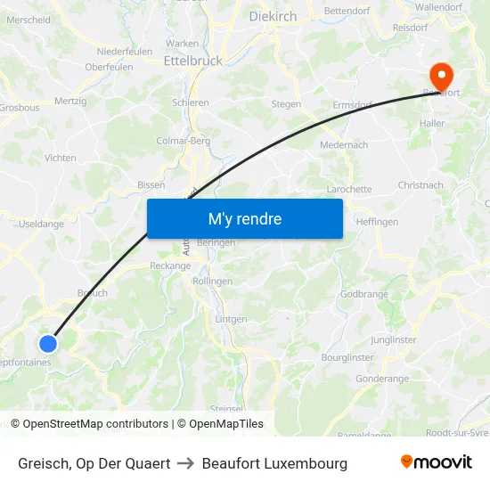 Greisch, Op Der Quaert to Beaufort Luxembourg map