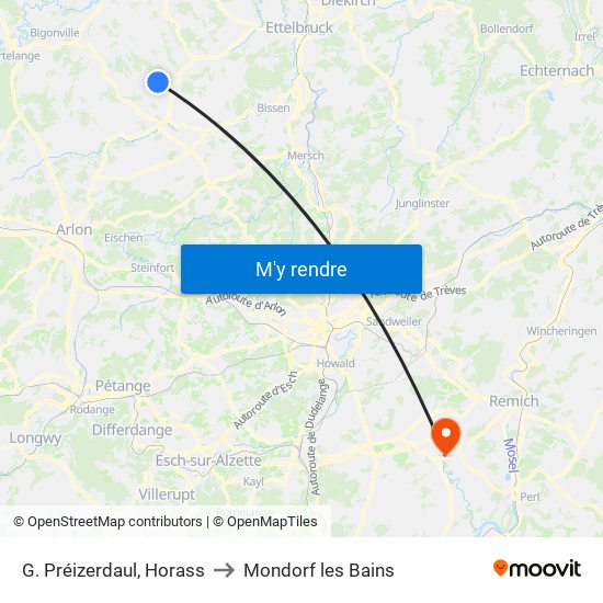 G. Préizerdaul, Horass to Mondorf les Bains map