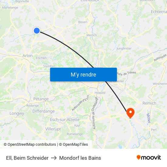 Ell, Beim Schreider to Mondorf les Bains map