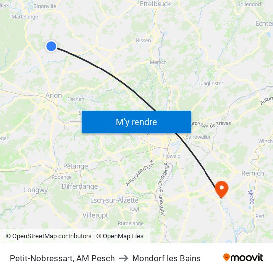 Petit-Nobressart, AM Pesch to Mondorf les Bains map