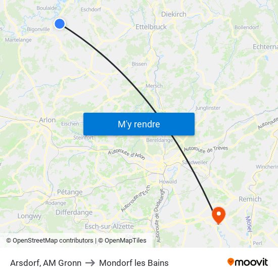 Arsdorf, AM Gronn to Mondorf les Bains map