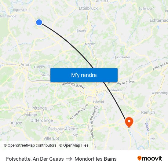 Folschette, An Der Gaass to Mondorf les Bains map