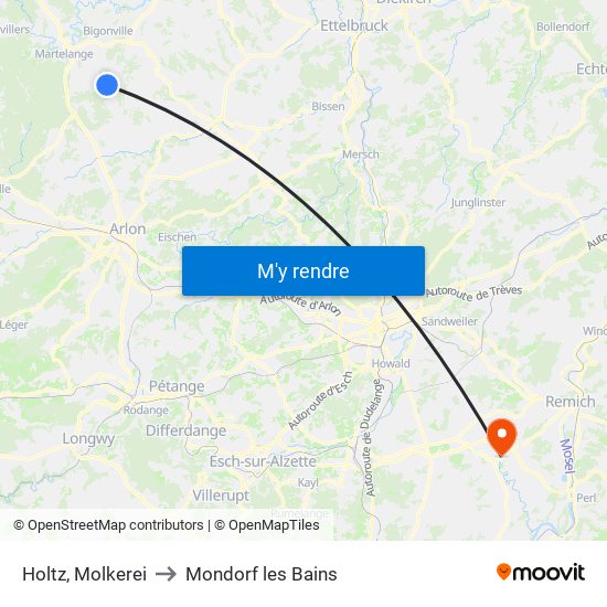 Holtz, Molkerei to Mondorf les Bains map