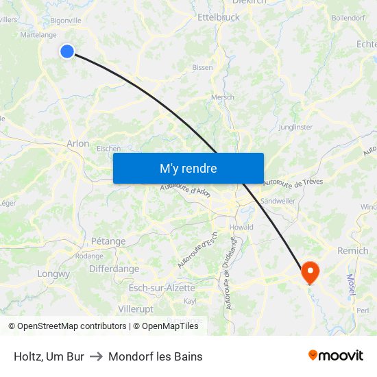 Holtz, Um Bur to Mondorf les Bains map