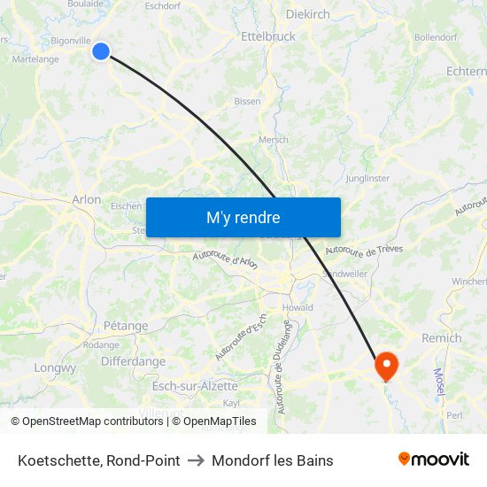 Koetschette, Rond-Point to Mondorf les Bains map