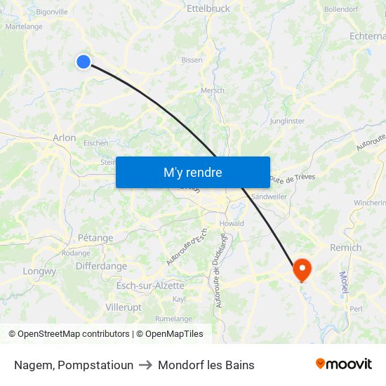 Nagem, Pompstatioun to Mondorf les Bains map