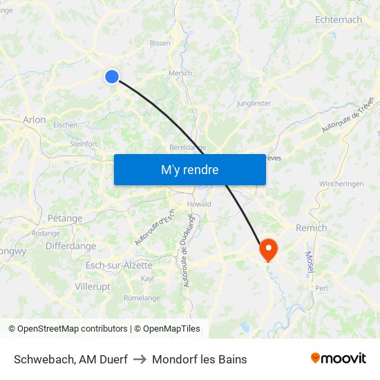 Schwebach, AM Duerf to Mondorf les Bains map