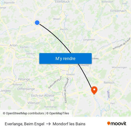 Everlange, Beim Engel to Mondorf les Bains map